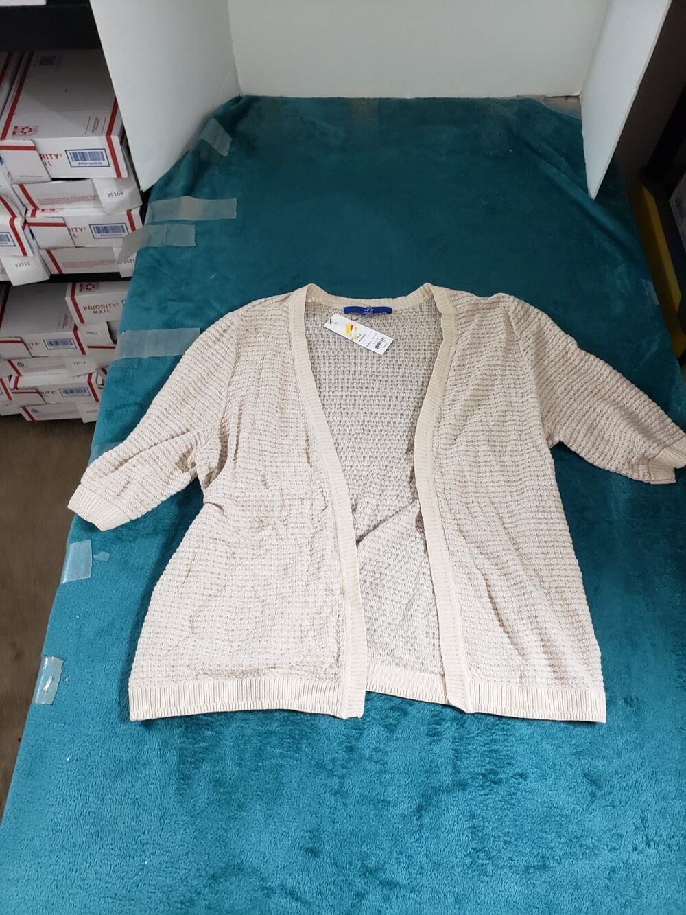 Apt.9 Cardigan Size Extra Large Women Beige 3/4 Sleeves Lightweight Ladies NWT